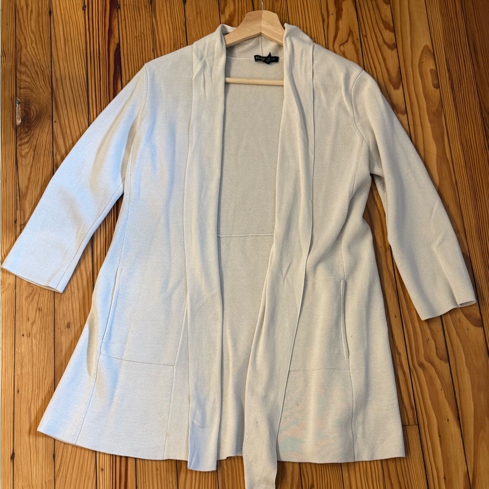 Eileen Fisher Cream Open Front Silk Sweater